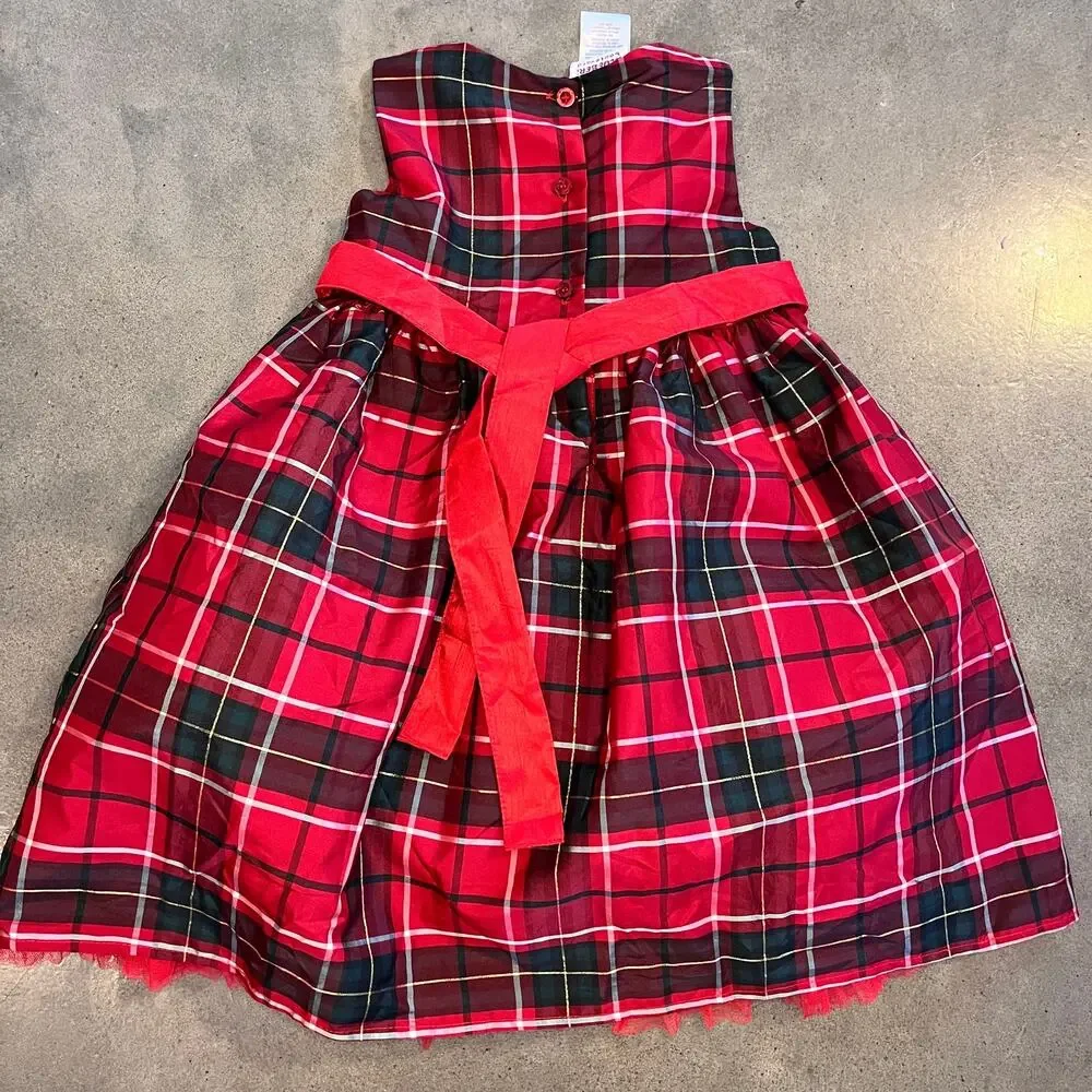 Blueberi Boulevard Red Green Christmas Plaid dress girls size 5 formal holiday